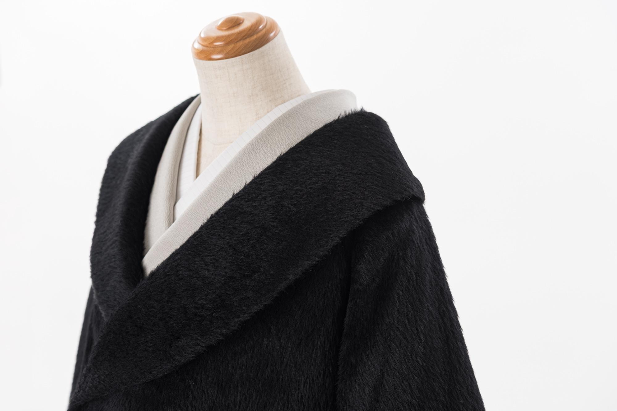 新品　ヘチマ衿　和装コート　アルパカ　黒の画像
