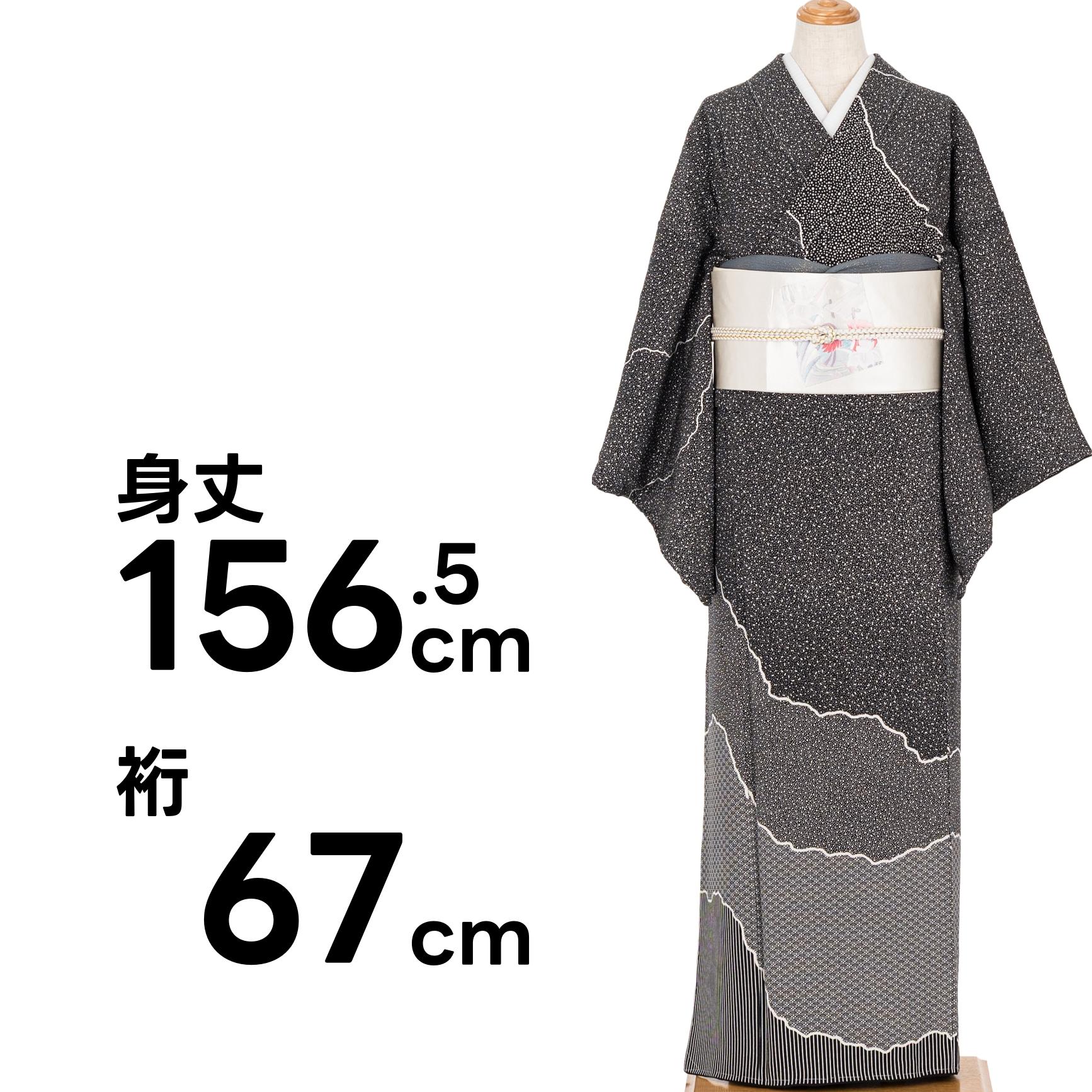 訪問着 霞取りに縞 花菱 大小霰 作家物 ゆったりサイズ : 新品 