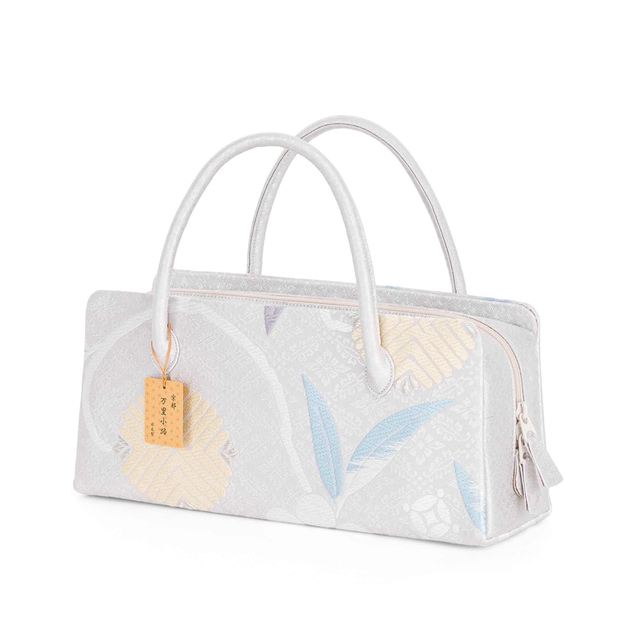 新品　利休バッグ　笹蔓文様