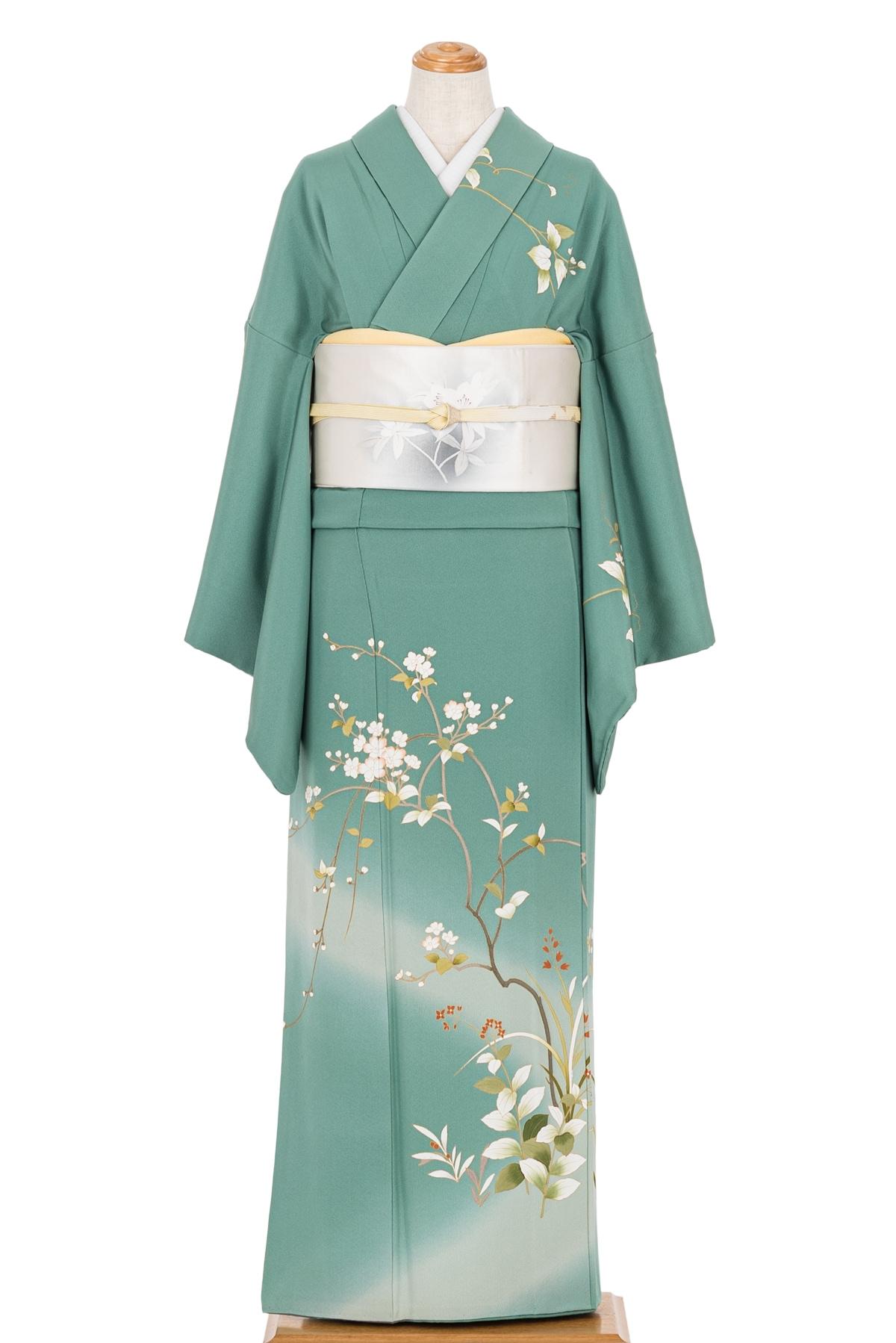 訪問着 一つ紋 興津香奈 枝花模様 裄長 : 新品・リユース着物の通販