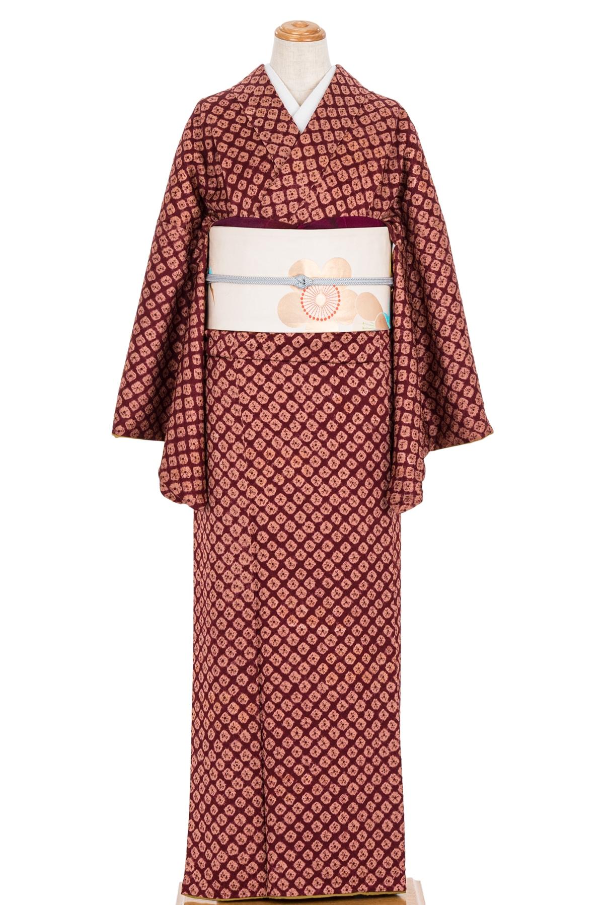 紅花染 絞り 裄長 : 新品・リユース着物の通販 からん Yahoo!店 - 通販