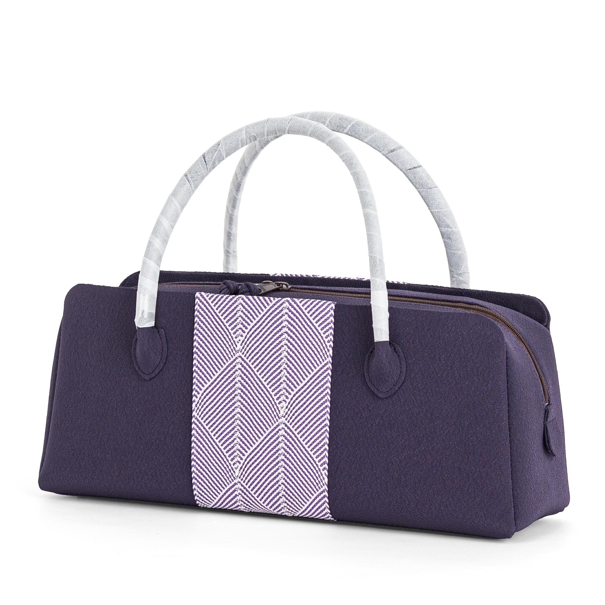 五嶋紐　利休バッグ　横長　紫