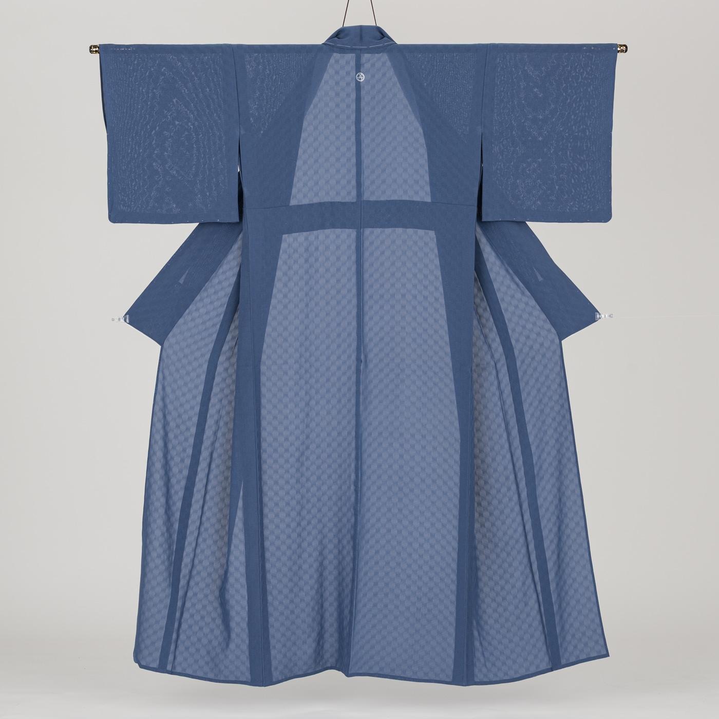 絽 色無地 一つ紋 青 : 新品・リユース着物の通販 からん Yahoo!店