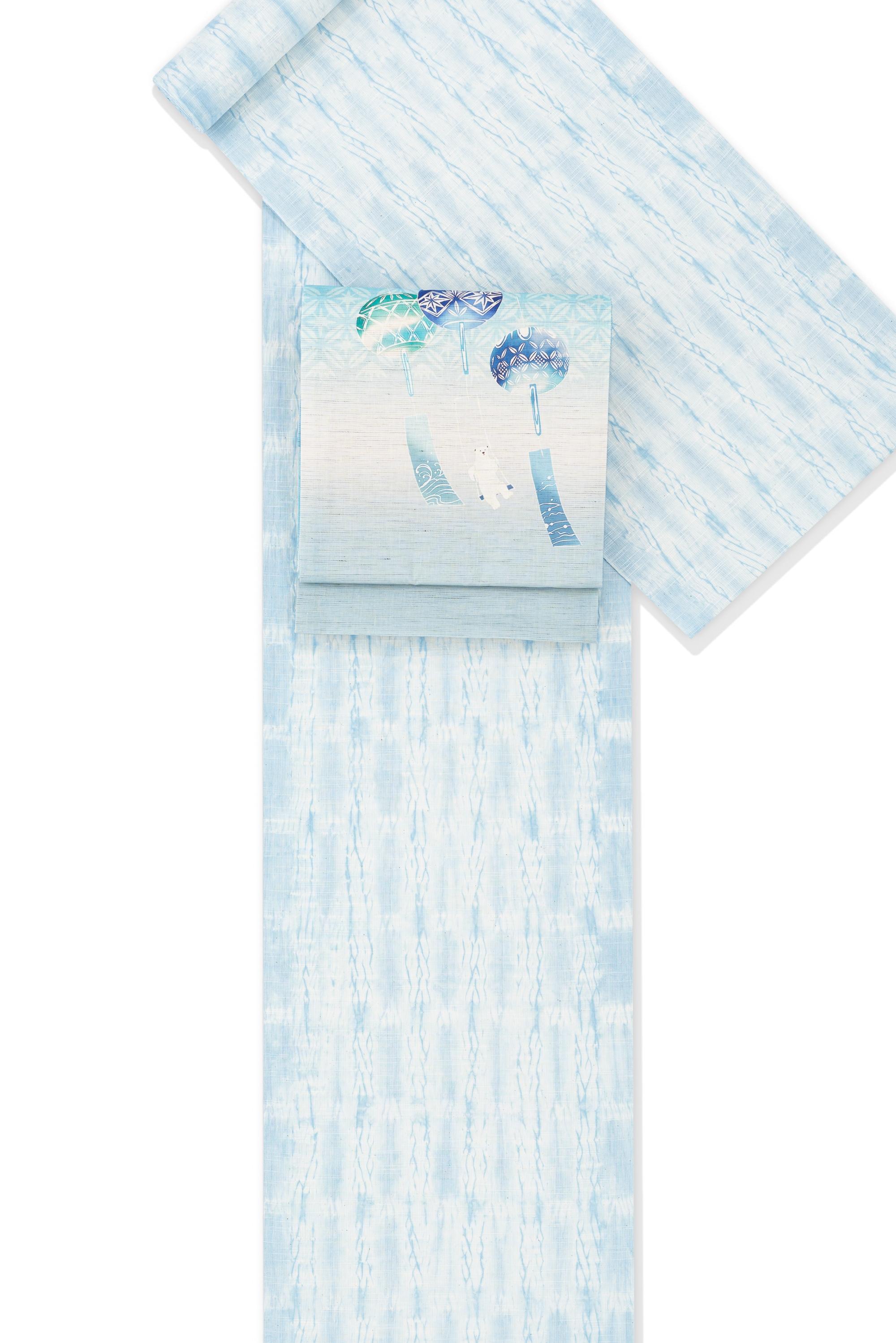【反物】新品 片貝絞り 木綿 水色の詳細画像1