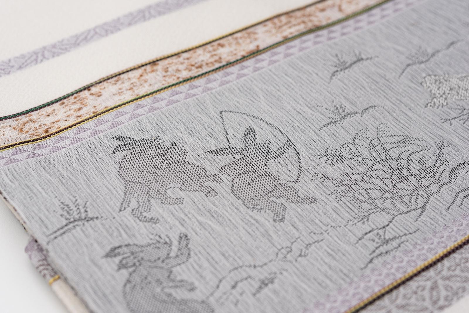 【専用】仕立て代込新品 正絹 九寸帯 名古屋帯 スリーシーズン 鳥獣戯画 雪輪 新品 西陣織 3シーズン九寸名古屋帯 鳥獣戯画 : 新品・リユース着物の