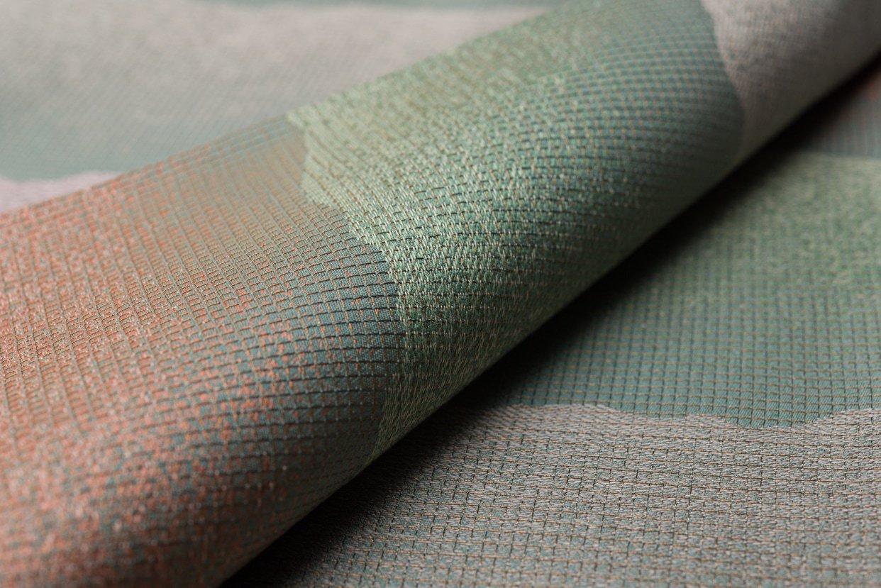 夏帯】袋帯 唐織り 紗 桔梗 萩 絹 金糸 黄緑 パステルカラー 635