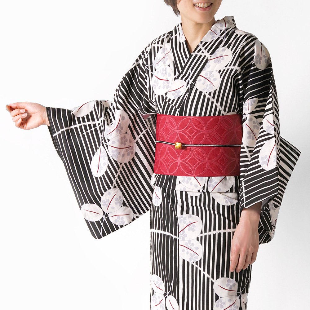夏着物 浴衣 うちわ 萩 黒色 KK-1920 夏着物 浴衣 うちわ 萩 黒色 KK-1920 - Kimono / Yukata安い 価格