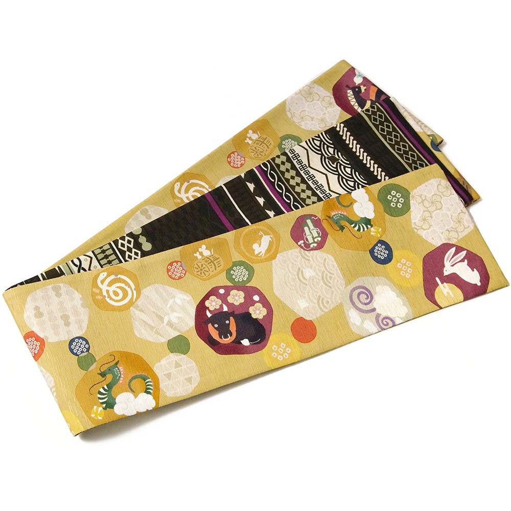 CHOKO×Rui 半幅帯 動物柄 未使用 タグ付き 両面 10002165a.jpg