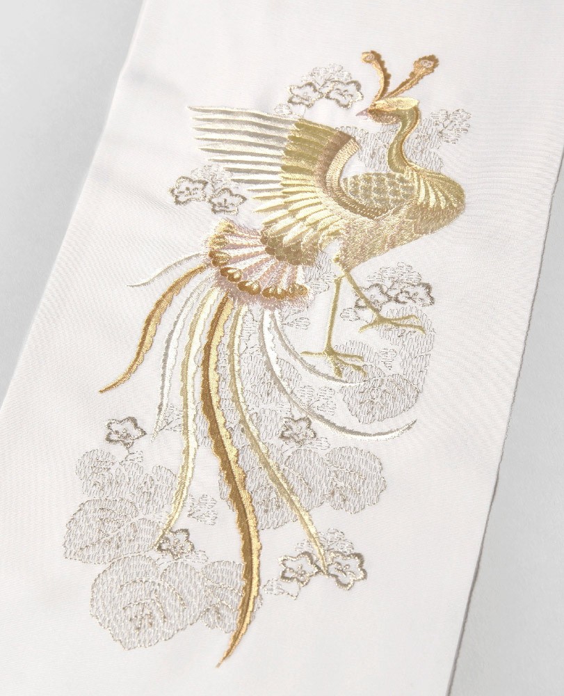 半衿 刺繍 礼装用 鳳凰 桐 白 金 銀 塩瀬 吉祥文様 伝統文様 縁起物