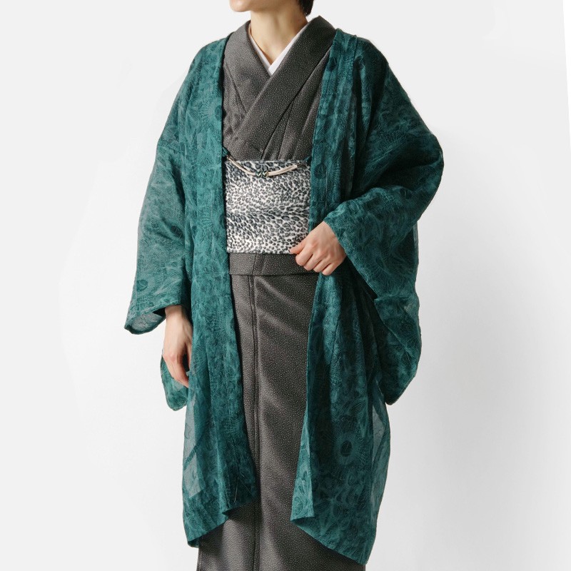着物 霰 あられ グレー 黒 伝統文様 シンプル シック 袷 洗える