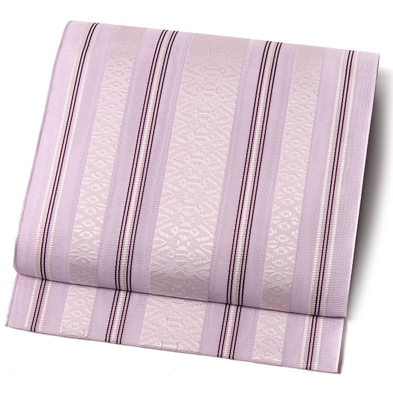 名古屋帯 紗 献上 ふじ 薄紫 縞 シック シンプル 夏着物 夏帯 お太鼓