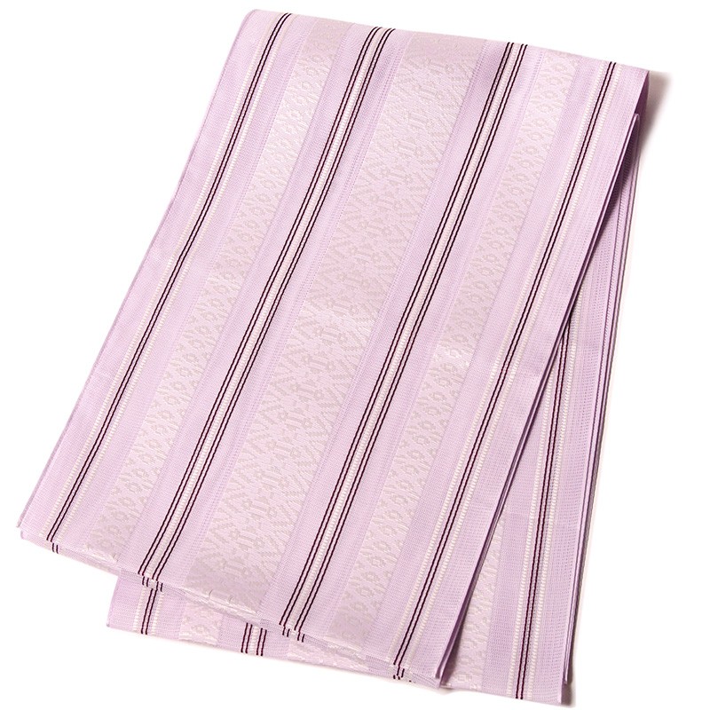 名古屋帯 紗 献上 ふじ 薄紫 縞 シック シンプル 夏着物 夏帯 お太鼓