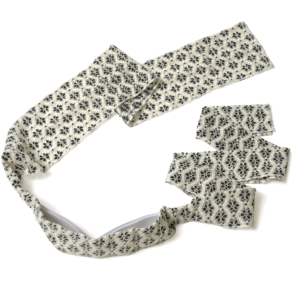 トリプル仮紐 レース 変り結び 黒 黄土 ピンク 水色 紺 パタパタ結び