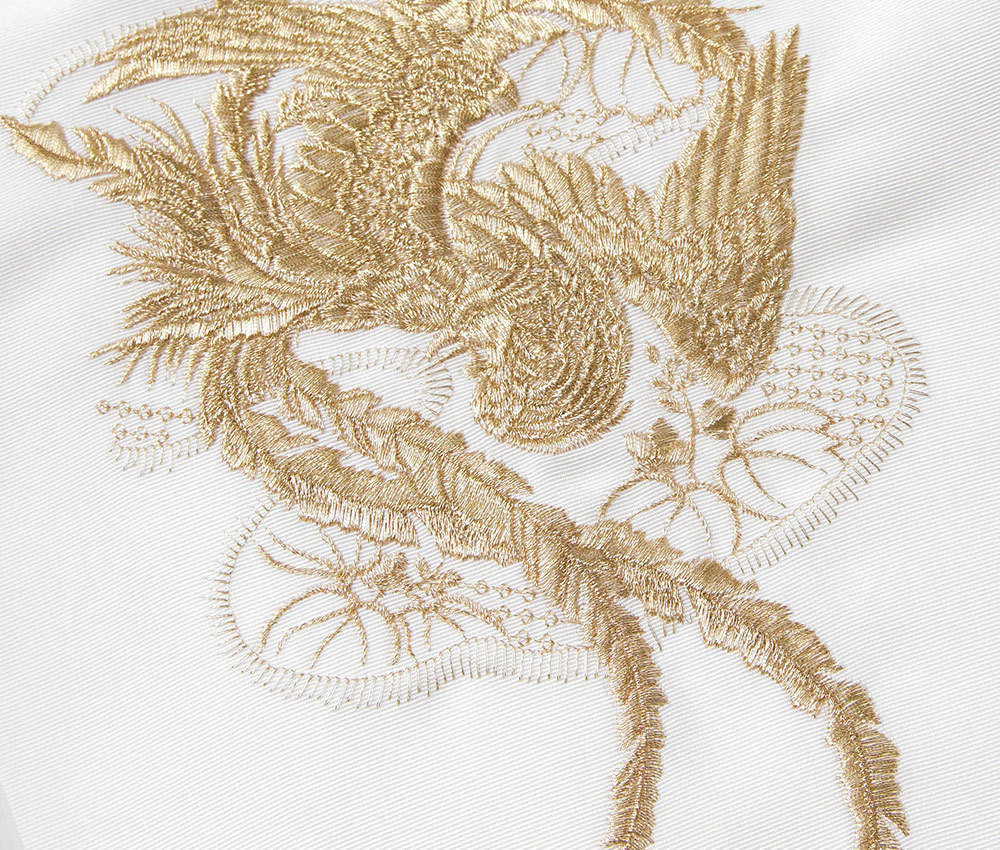 半衿 刺繍 礼装用 鳳凰 桐 白 金 単色 塩瀬 吉祥文様 伝統文様 縁起物