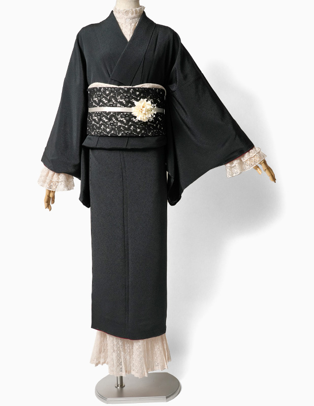 美品★七歳★モダン★黒レース作り帯 美品☆七歳☆モダン☆黒レース作り帯 美品☆七歳☆モダン☆黒レース作り帯