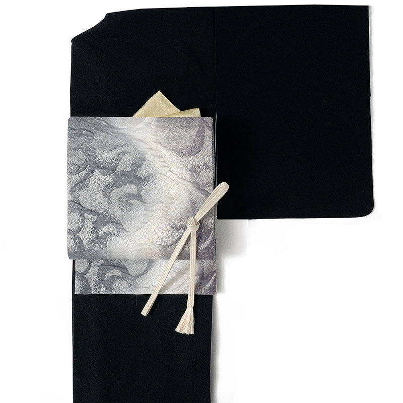 袋帯 西陣織 ふくれ織 天目染め 曜変天目 油滴天目 アラベスク 唐草