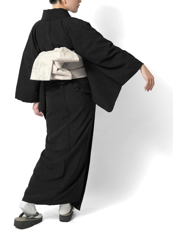 着物 黒 JAPAN MODE バロック更紗 アラベスク 袷 洗える着物 仕立て 