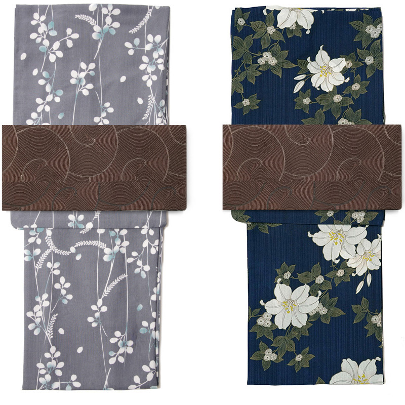 半幅帯 美術サロン 渦美 ダークブラウン こげ茶 黒 シンプル 幾何学