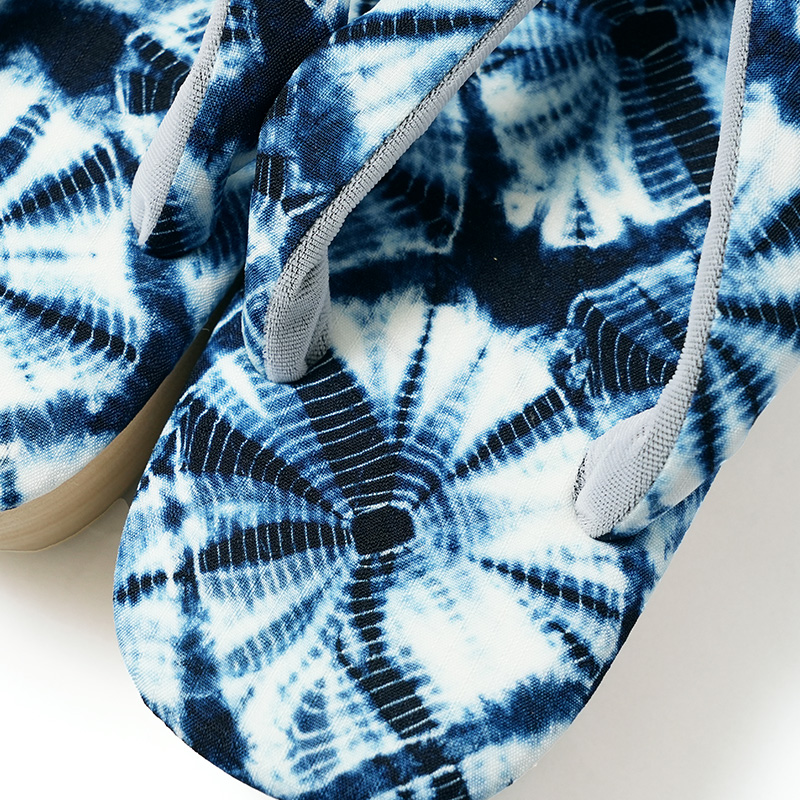 撫松庵 草履 藍染 蜘蛛絞り 縫い締め絞り 藍 紺 白 EVA レディース