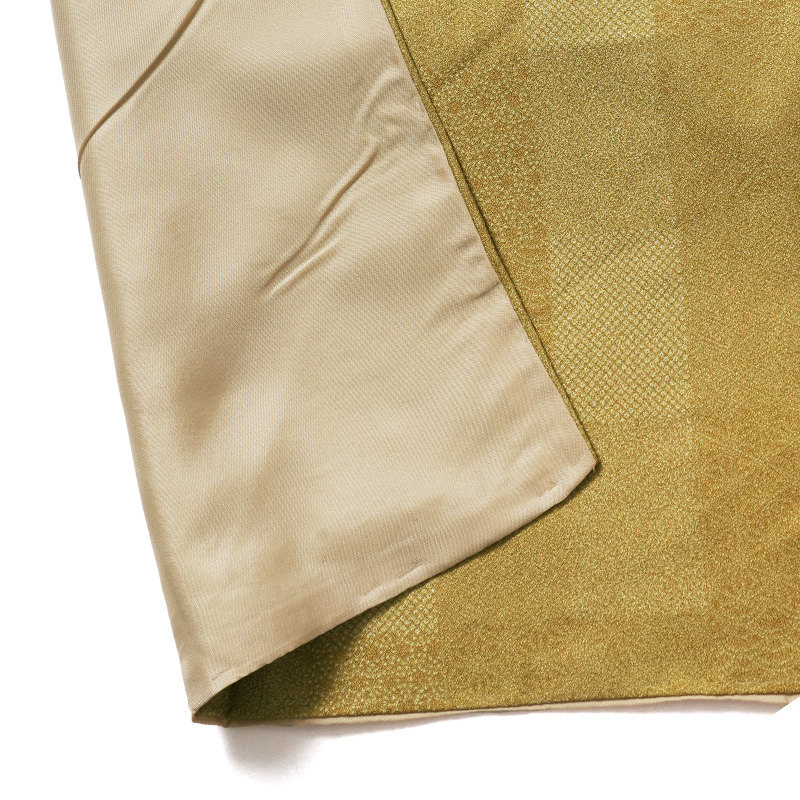 【単衣】正絹　江戸小紋　角通し　パールトーン　居敷当てあり　マスタードイエロー 単衣】正絹江戸小紋角通しパールトーン居敷当てありマスタードイエロー