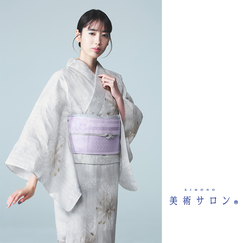 撫松庵 着物 紫と緑 花柄 163 68　夏一重着物兼浴衣　トールサイズ　レア柄 撫松庵 あやめ縞 紫 セオアルファ 単衣 夏着物 浴衣 菖蒲 仕立て