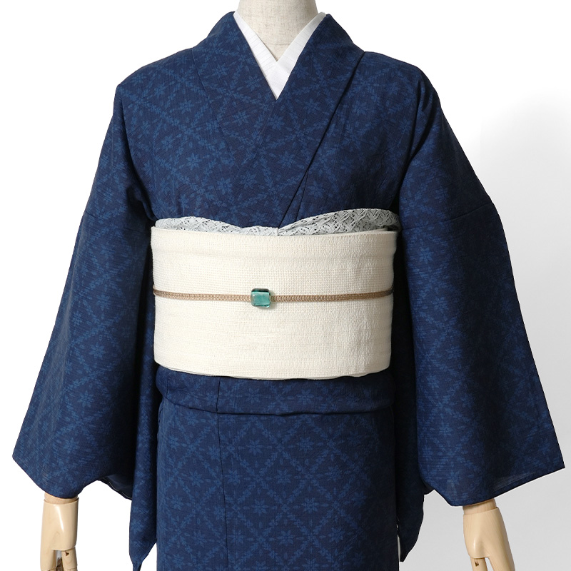 洗える夏着物　絽紗　小紋　フルセット　単衣　ポリ　紺　花　値引き対象外　O5 楽天市場】( 女駒絽 ) 洗える着物 絽 色無地 夏着物 単衣