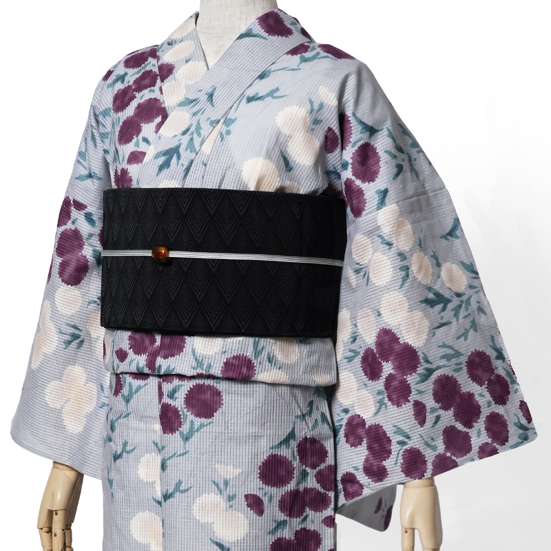 浴衣]ブランド『prideglide』美品 綿 紫 ピンク 花 夏物 着物