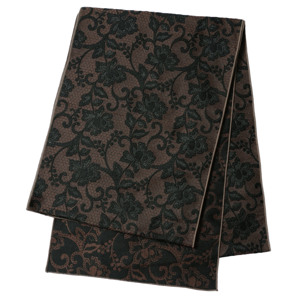 兵児帯 ジャガード 花南天 ブラウン オフホワイト ブラック モカ