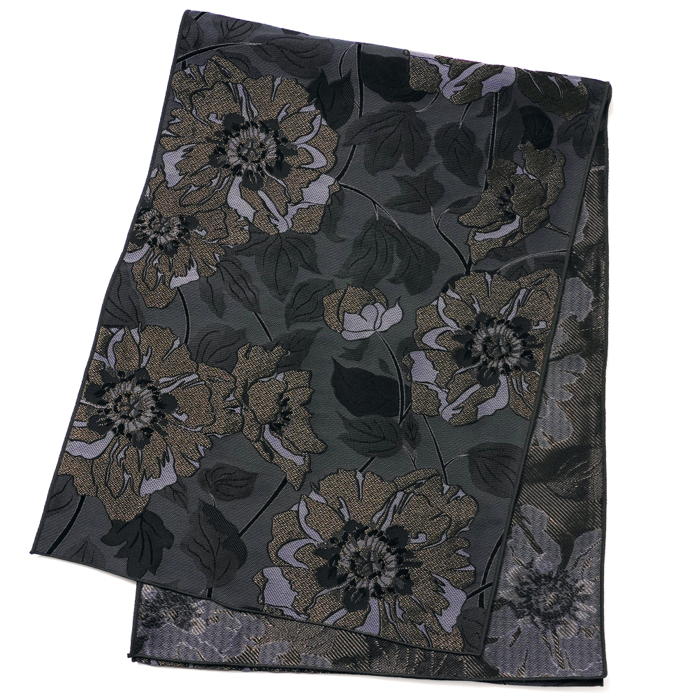 兵児帯 ジャガード ボタニカル 牡丹 全4色リバーシブル 着物 浴衣 上品