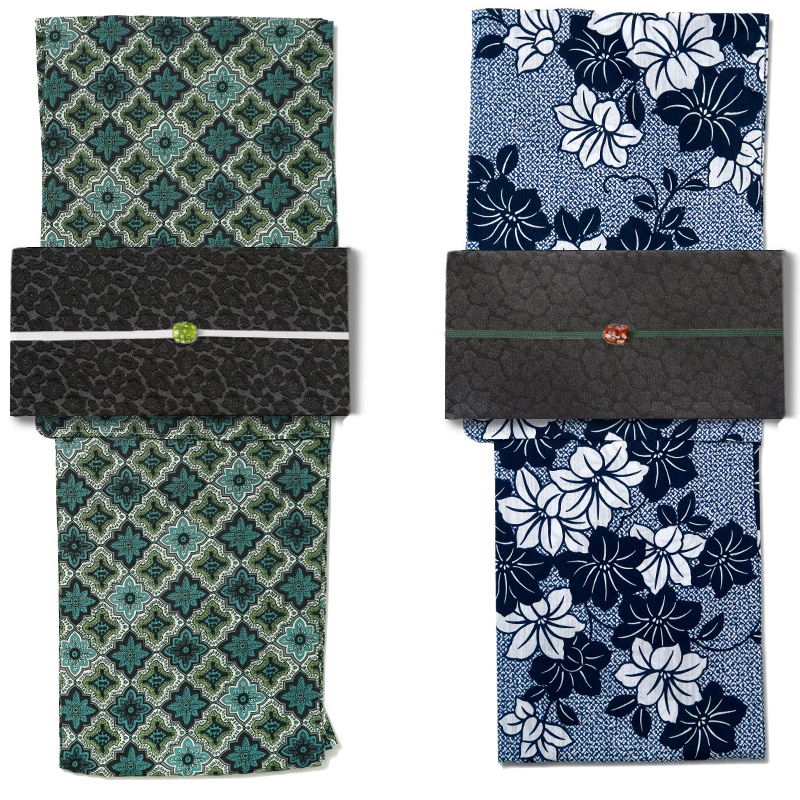 半幅帯 レオパード ブラック ヒョウ柄 ラメ 日本製 リバーシブル 長尺