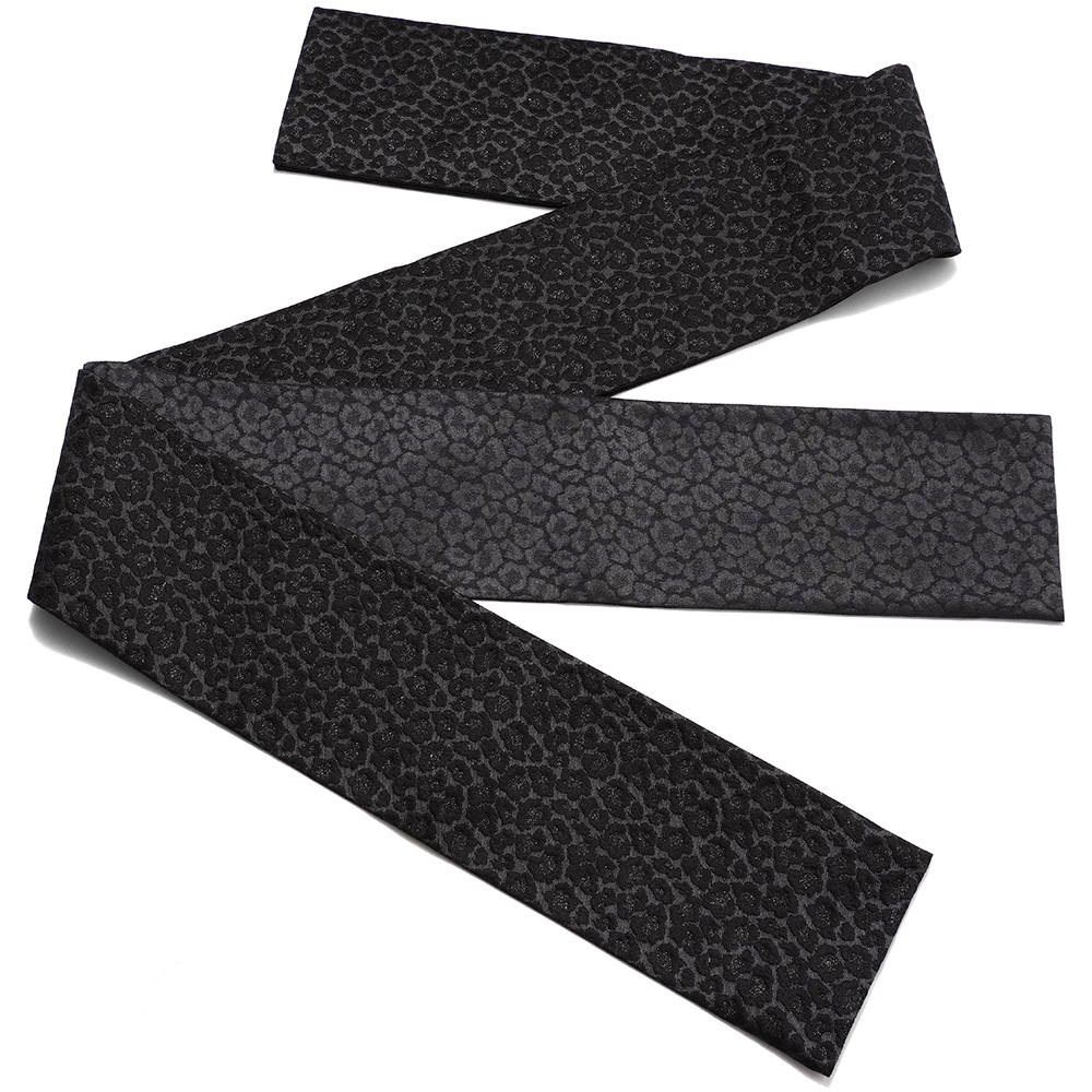 半幅帯 レオパード ブラック ヒョウ柄 ラメ 日本製 リバーシブル 長尺