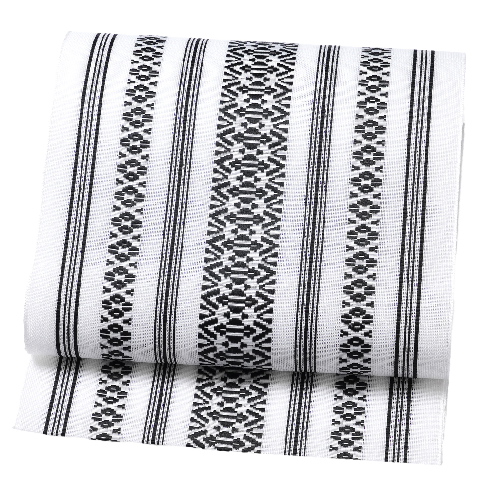 八寸名古屋帯 紗 献上 白 黒 赤茶 グレー 縞 シック シンプル 夏着物