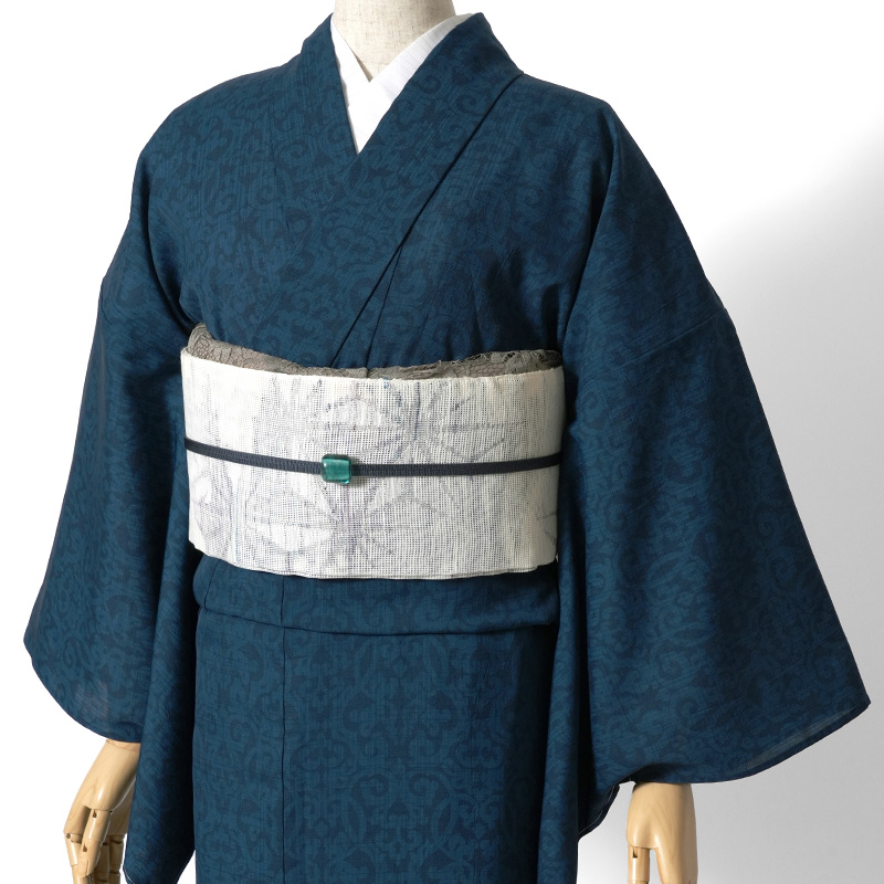 着物 セオアルファ 単衣 JAPAN MODE アラベスク 更紗 ダークターコイズ
