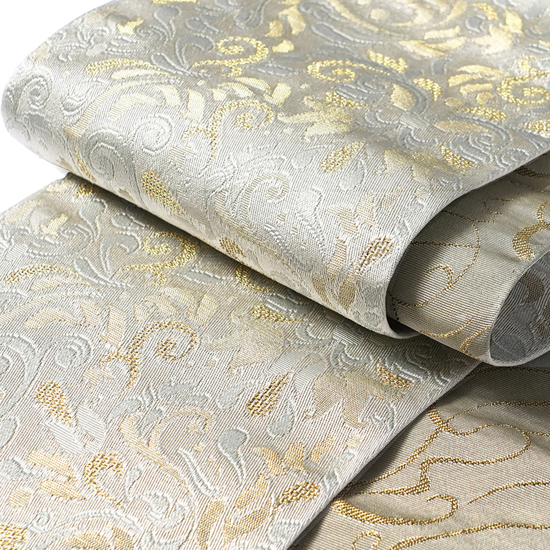 おしゃれ結び帯　ジャガード 半幅帯 花唐草 ペイズリー 金糸 ジャガード織 リバーシブル 変り結び