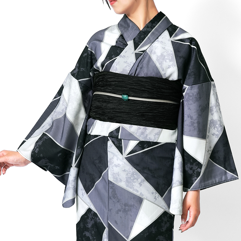 浴衣 ダイヤカットパターン グレー オフ白 ブラック 幾何学 テクスチャ