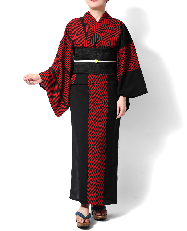 超美品　現代　コーマ　本染　浴衣　着物　夏物　170　トール　赤　コシノジュンコ 超美品 現代 コーマ 本染 浴衣 着物 夏物 170 トール 赤 コシノ