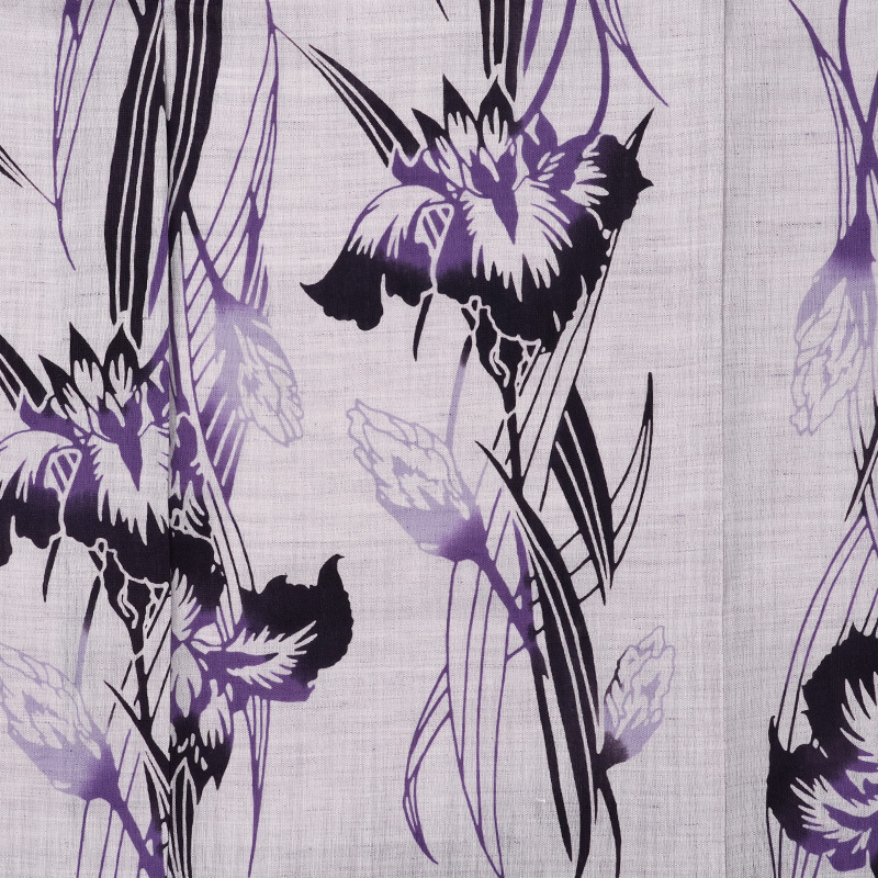 浴衣 注染 綿麻 薄紫に菖蒲 あやめ 古典柄 レディース 仕立上がり 単品