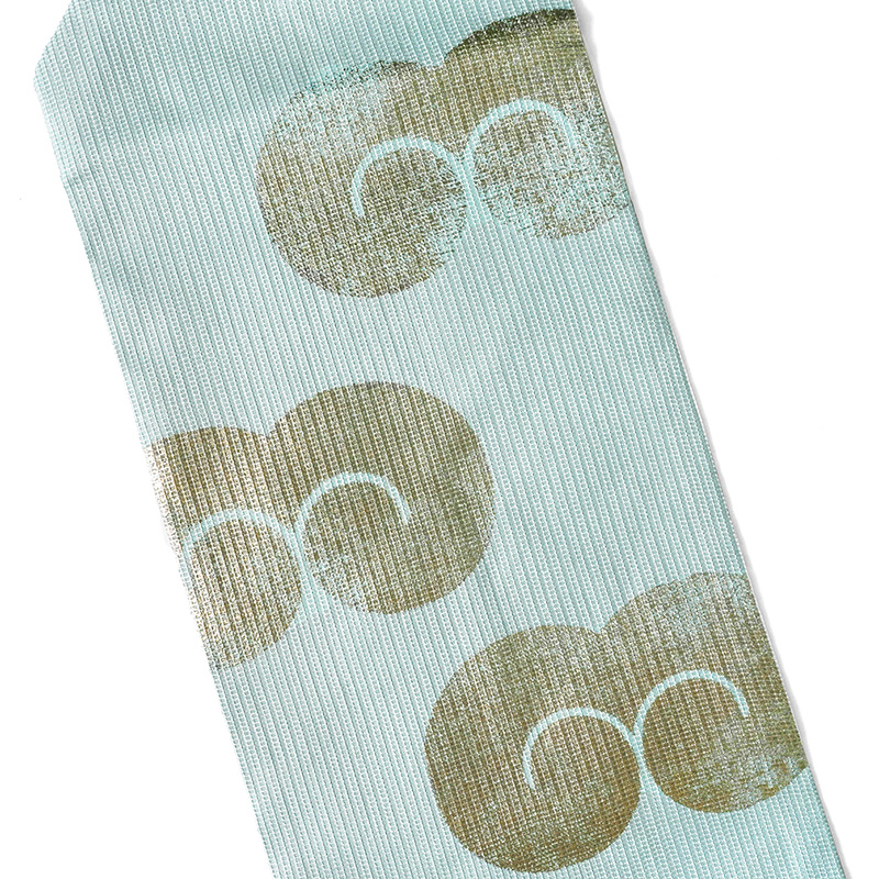 帯 【誉田源兵衛】正絹 名古屋帯 瑞雲×青海波 銀地 市松地紋 フォーマル 美