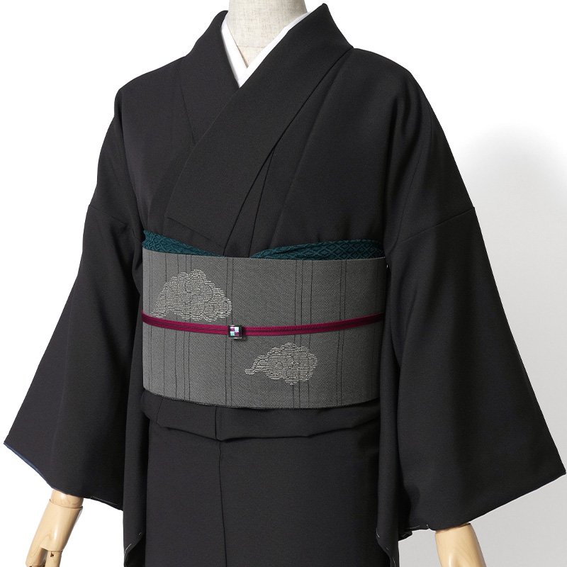 着物 撫松庵 ヒョウ刺繍 ブラック レオパード 豹 袷 付け下げ ワン
