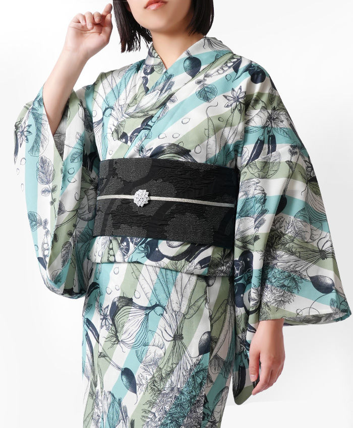 浴衣 和風館 セオアルファ フルッタロッサ ベジタブル 野菜 水色 黄緑