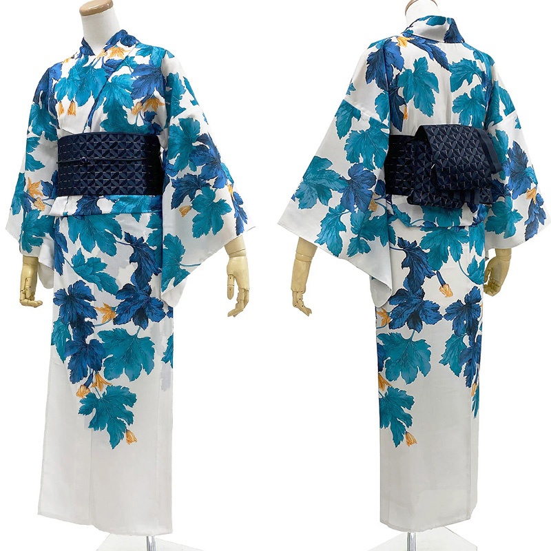 撫松庵 浴衣 ズッキーニ オフ白 青 緑 ターコイズ 絵羽風 セオアルファ
