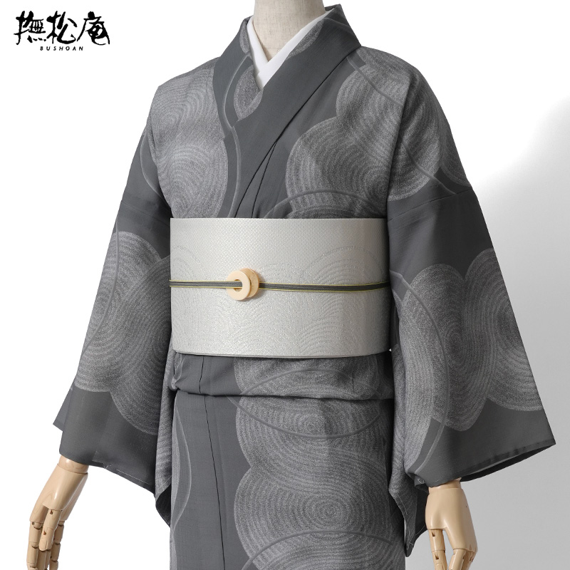 撫松庵 浴衣 枯山水 グレー モノトーン セオアルファ 幾何学 単衣 夏