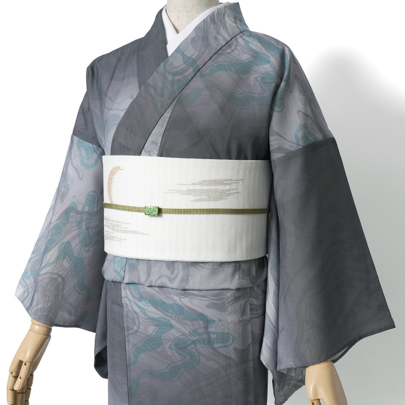 撫松庵 浴衣 マーブル グレー モノトーン セオアルファ 水面 幾何学 単