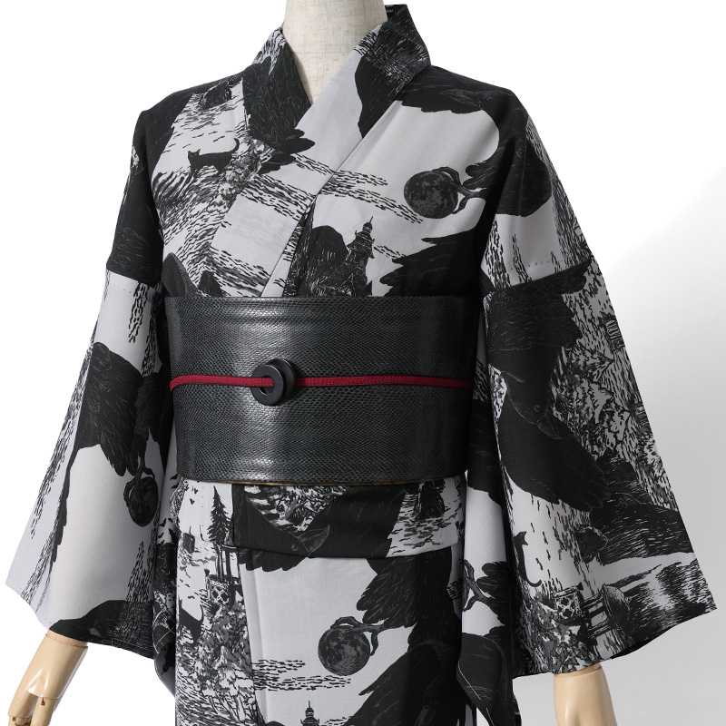撫松庵 浴衣 クロウ カラス グレー 黒 モノトーン セオアルファ 洋館