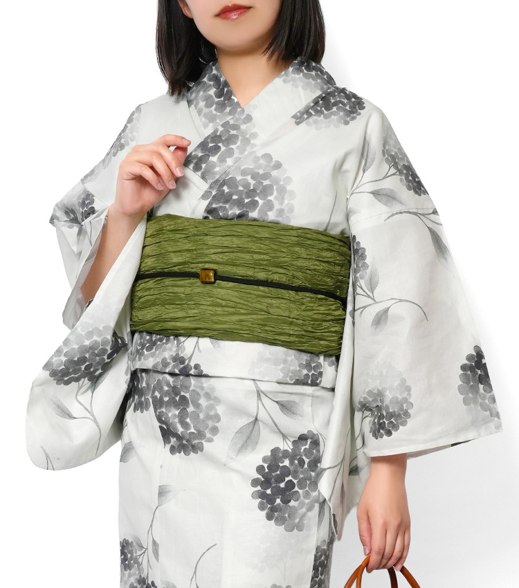 浴衣 紫陽花 オフ白 グレー セパレート 二部式 モノトーン 花