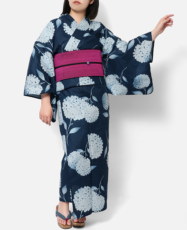 浴衣 紫陽花 紺 ネイビー セパレート 二部式 モノトーン 花 レディース