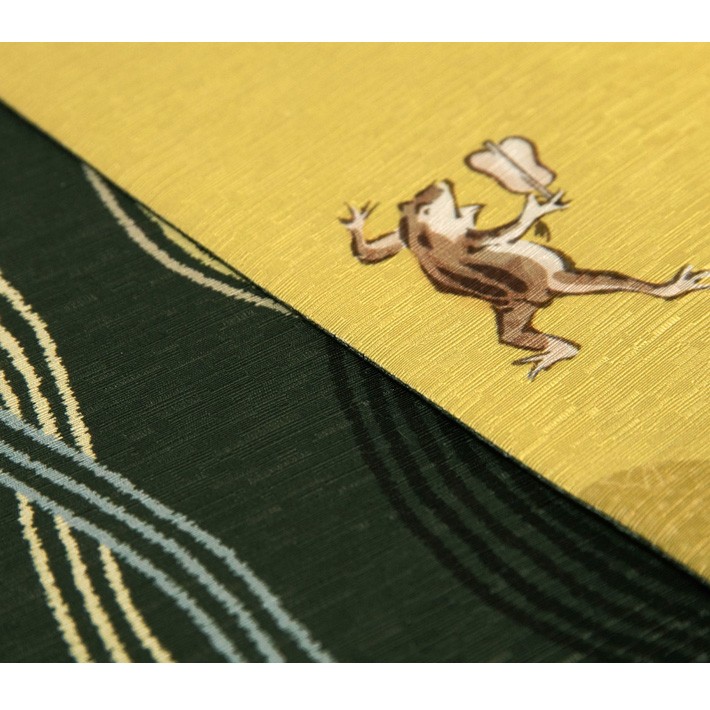 半幅帯 WAKKA 鳥獣戯画 綱取り 相撲 うさぎ カエル ねこ 蛙 黄色