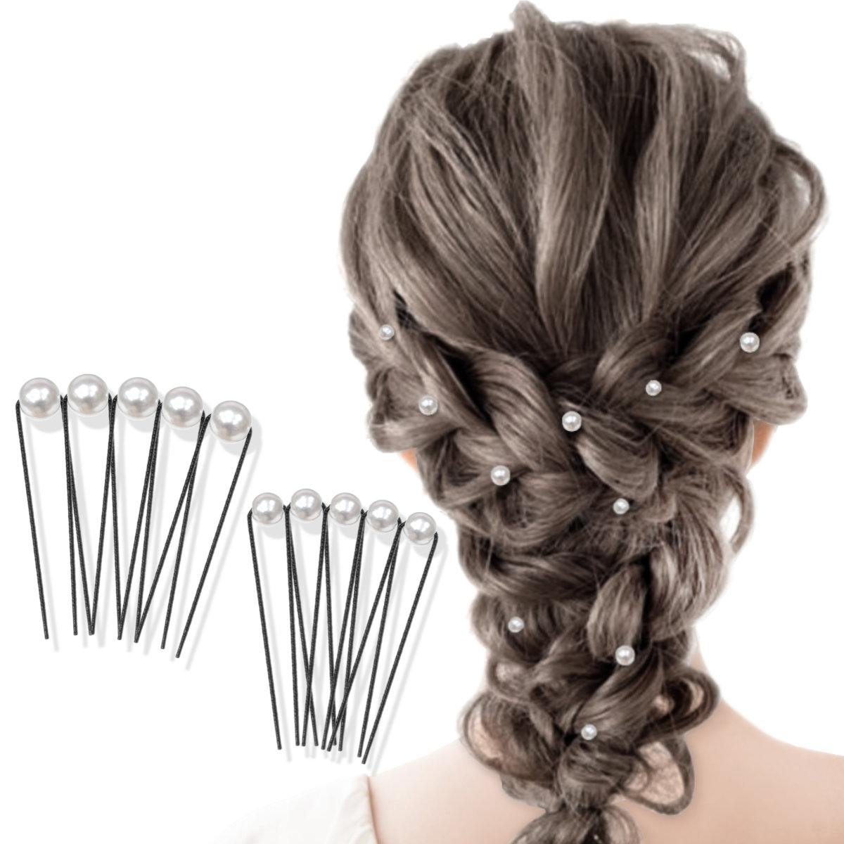髪飾り パール Uピン 10本 セット 日本製 ヘアピン 8mm 10mm 仕上げ