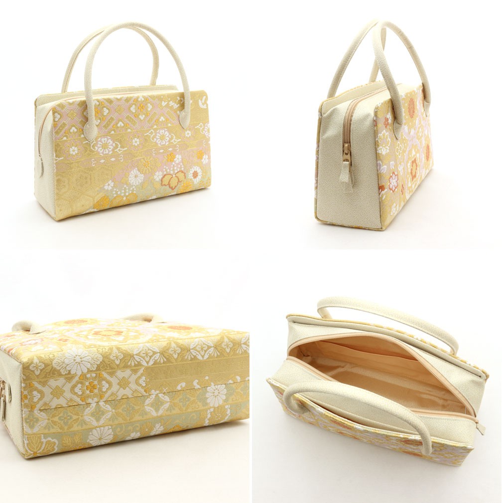 礼装用　利休バッグ　ゴールド 楽天市場】《値下げ！》 利休バッグ ゴールド系 ＜捩り織 五瓜に