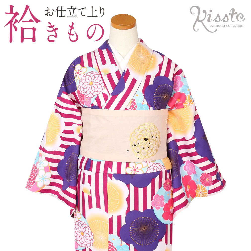 729.即時発送，和装小紋，新品未使用，高級化繊，洗える着物，紫